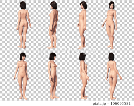 女性 裸 人体 CGイラスト 8方向 アルファ付き 女性 裸 人体 CGイラスト 8方向 アルファ付き 106095581