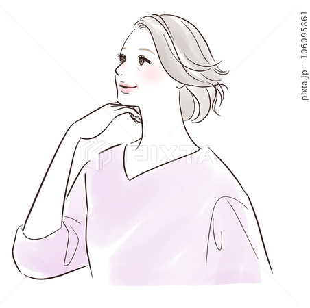 髪を触っているミドル世代の女性 106095861