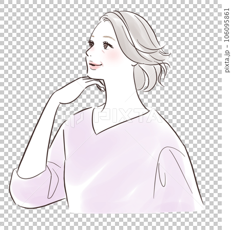 髪を触っているミドル世代の女性 106095861