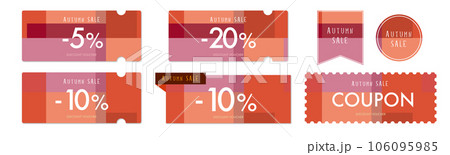 秋のセールに使えるチェック柄のクーポンベクターアイコンデザインセット2 106095985