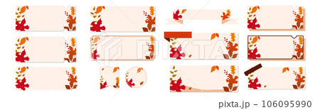 秋のセールに使えるシンプルな紅葉のクーポンベクターアイコンデザインセット（枠のみ） 106095990