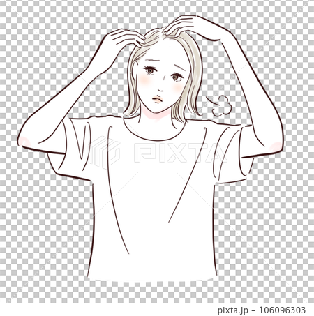 薄毛で悩むミドル世代の女性 薄毛で悩むミドル世代の女性 106096303