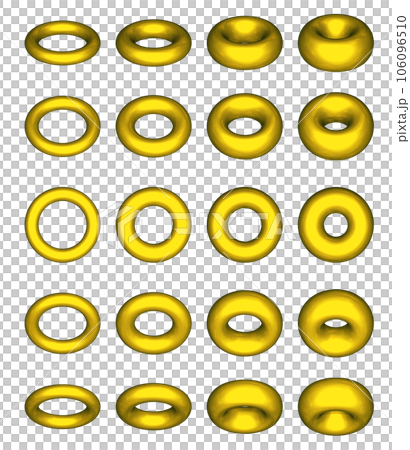 三維(3D)《甜甜圈多角度/甜甜圈、戒指、戒指》金色、金色 三維(3D)《甜甜圈多角度/甜甜圈、戒指、戒指》金色、金色 106096510