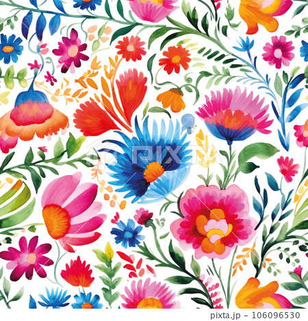 Line art mexican embroidery watercolor for print design. 106096530