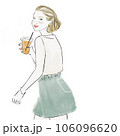 ジュースを持っている女性イラスト ジュースを持っている女性イラスト 106096620