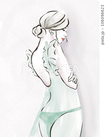ランジェリー姿の女性イラスト ランジェリー姿の女性イラスト 106096623