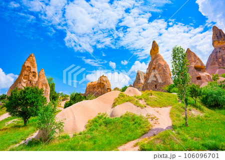 Cappadocia-the ancient Uchisar Castle fortress. 106096701