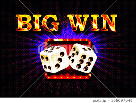 Big win gold text on retro red board vector banner 106097049