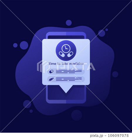 pill reminder medical app, vector design 106097078