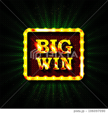 Big win gold text on retro red board vector banner 106097090