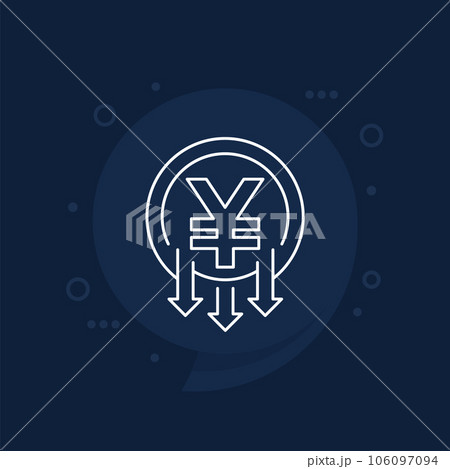 reduce costs icon, price reduction, line vector 106097094