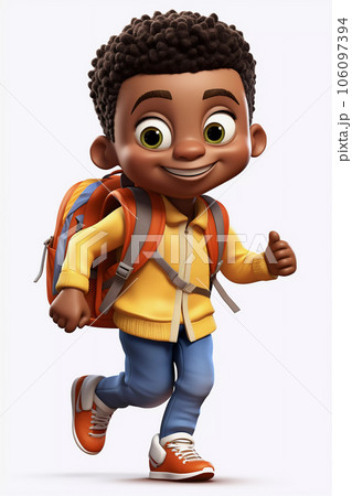 Cartoon Boy Going to School 106097394