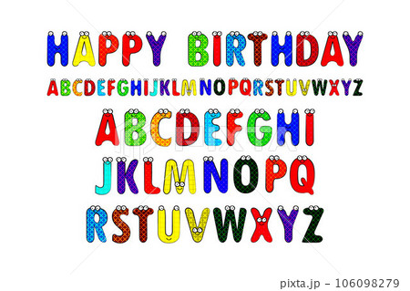 Cartoon style alphabet with funny eyes. 106098279