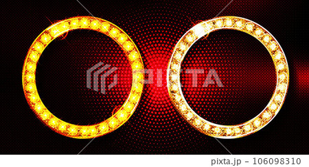 Round retro frame with light bulbs. vector illustration Round retro frame with light bulbs. vector illustration 106098310