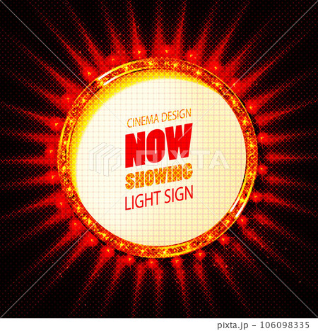 Round retro frame with light bulbs. vector illustration Round retro frame with light bulbs. vector illustration 106098335