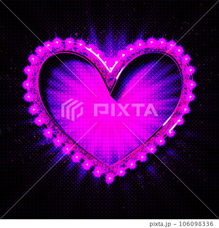 Light bulbs vintage neon glow heart frame Light bulbs vintage neon glow heart frame 106098336