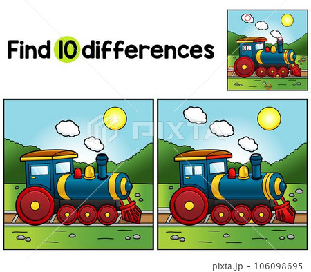 Steam Locomotive Vehicle Find The Differences Steam Locomotive Vehicle Find The Differences 106098695