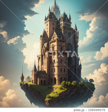 空に浮かぶ天空城① AI画像のイラスト素材 [106099070] - PIXTA