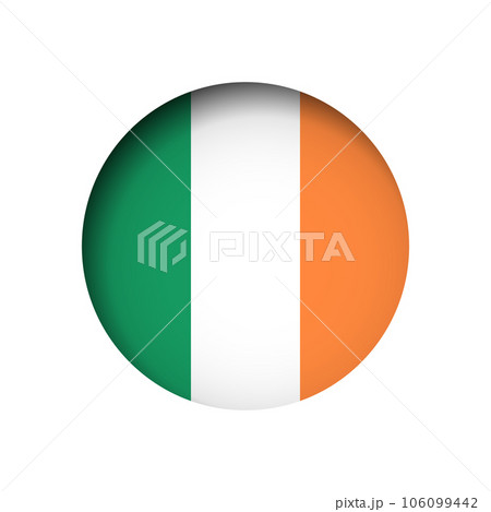 Ireland flag - behind the cut circle paper hole with inner shadow. 106099442