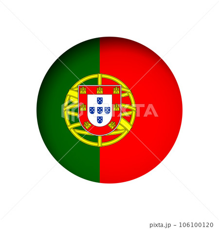 Portugal flag - behind the cut circle paper hole with inner shadow. 106100120
