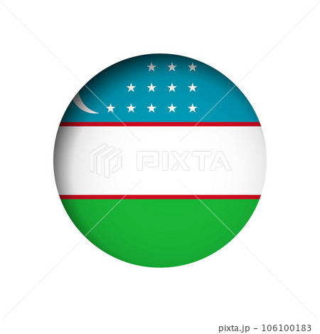 Uzbekistan flag - behind the cut circle paper hole with inner shadow. 106100183