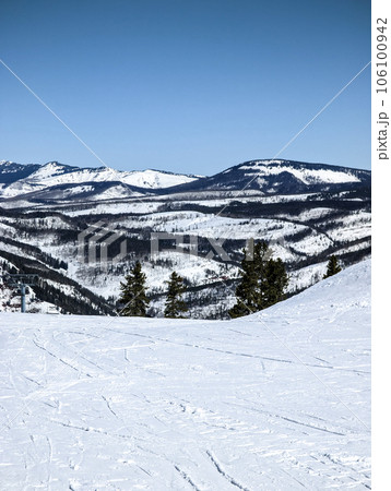 beautiful sunny day scenic views around vail colorado ski resort 106100942