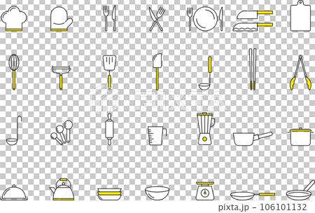 Fashionable food line drawing icon set 106101132