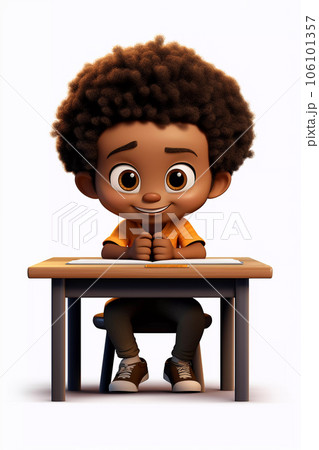 boy sitting at desk clipart