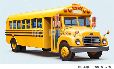 Yellow School Bus 3D Cartoon-Style Yellow School Bus 3D Cartoon-Style 106101376