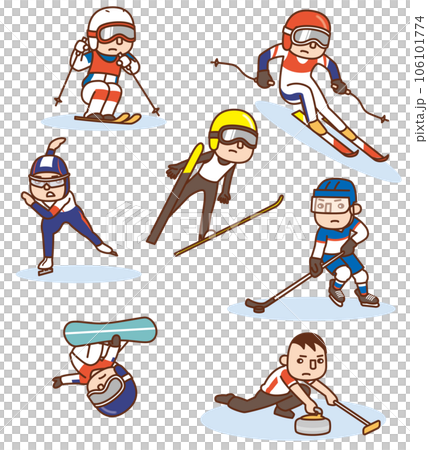 Cute Winter Sports Illustration Collection - Skiing and Skating Cute Winter Sports Illustration Collection - Skiing and Skating 106101774