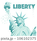 Statue of liberty, symbol New York City, concept threat of democracy	 106102375