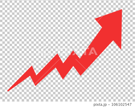 Illustration of rising red jagged and zigzag arrow Illustration of rising red jagged and zigzag arrow 106102547