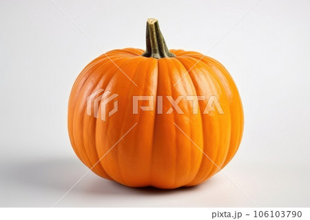 Single orange Pumpkin on white background. Perfect pumpkin for Halloween. 106103790