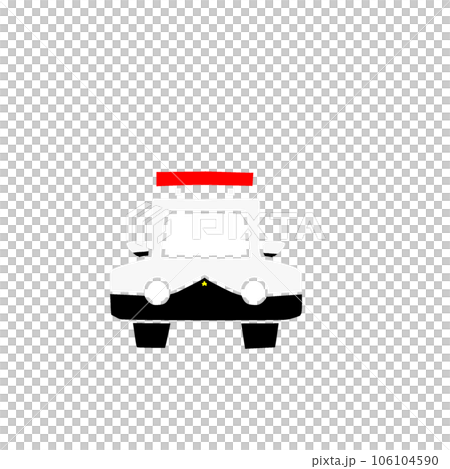 Illustration of a police car. Image of a patrol car viewed from the front 106104590