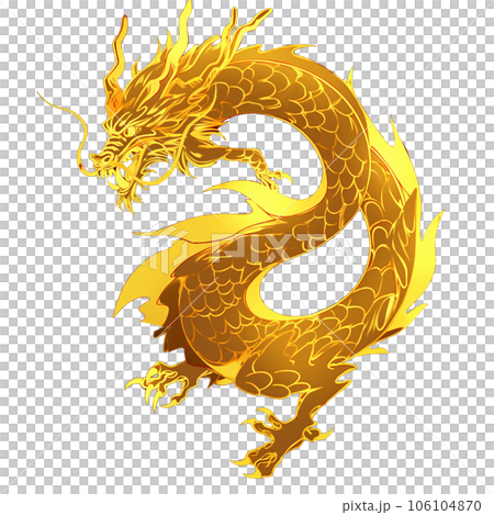 Image of a golden Japanese pattern dragon New Year's AI image 106104870