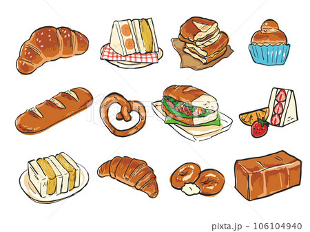 パンの手書きイラストセット 106104940