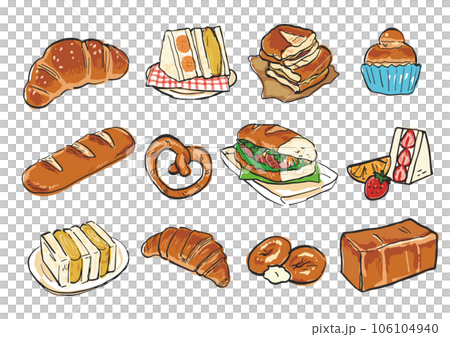 パンの手書きイラストセット 106104940