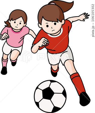サッカーをする女の子 106105302