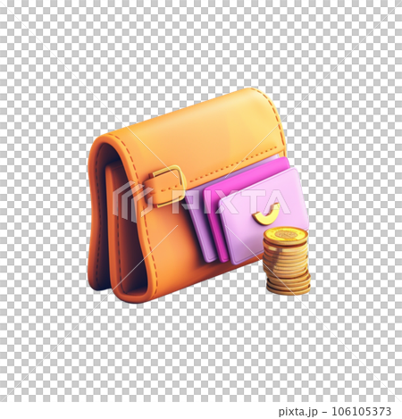 3D wallet with money coin 106105373