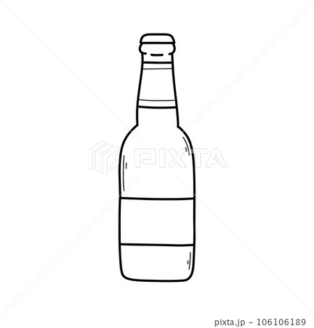 Bottle of beer in doodle style. Vector illustration. Linear glass bottle. Bottle of beer in doodle style. Vector illustration. Linear glass bottle. 106106189