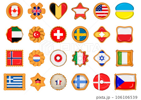 Set homemade cookie with flag country world in tasty biscuit 106106539