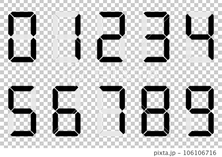 デジタル数字のセット（黒とグレー） 106106716