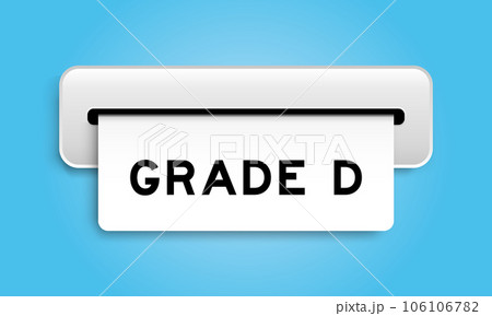 White coupon banner with word grade D from machine on blue color background White coupon banner with word grade D from machine on blue color background 106106782