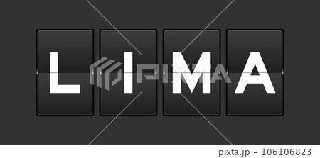 Black color analog flip board with word lima on gray background Black color analog flip board with word lima on gray background 106106823