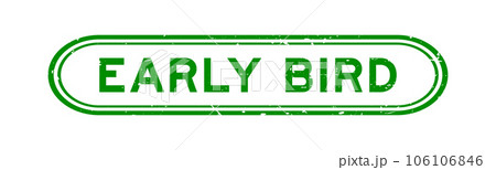 Grunge green early bird word rubber seal stamp on white background 106106846