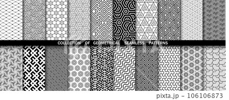 Geometric set of seamless black and white patterns. Simpless vector graphics Geometric set of seamless black and white patterns. Simpless vector graphics 106106873