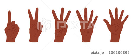 Counting hands. Cartoon hand palms gestures, counting from one to five gestures flat vector illustration set. Hands with countdown gestures 106106893