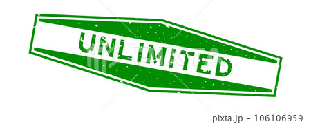 Grunge green unlimited word hexagon rubber seal stamp on white background Grunge green unlimited word hexagon rubber seal stamp on white background 106106959