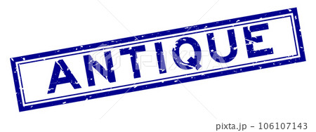 Grunge blue antique word square rubber seal stamp on white background 106107143