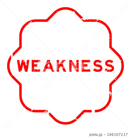 Grunge red weakness word rubber seal stamp on white background 106107217